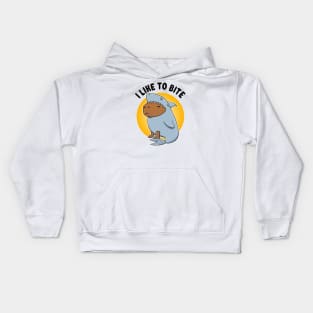 I like to bite Capybara Shark Kids Hoodie